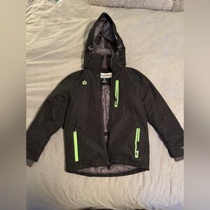 Turbine Kids Black Snow/Ski Jacket with Neon Green Zippers